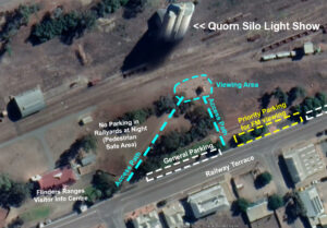 Map of access, parking and seating areas at Quorn Silo Light Show